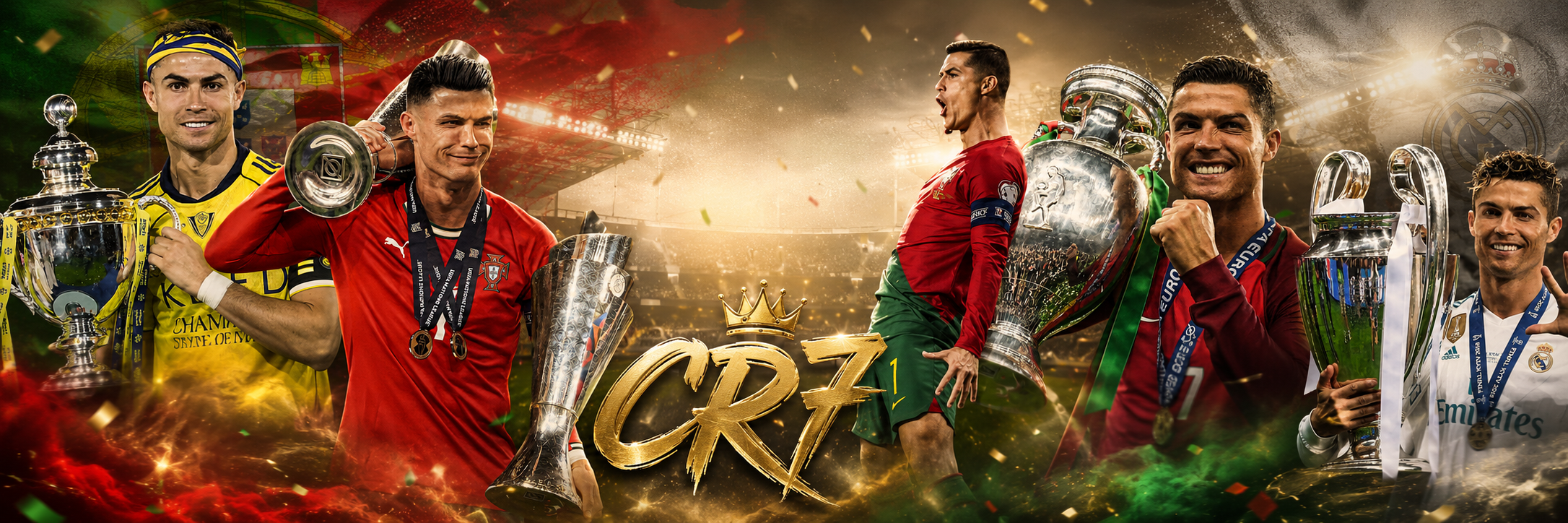 CR7 trophy celebration banner — Join the squad